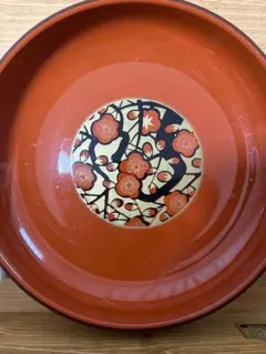 赤色 梅模様 漆器 おぼん