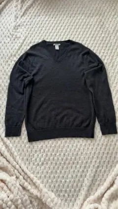 GAPダークグレー Vネック セーター イタリアンメリノウール100％ L