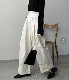 最終お値下げCAPRICIEUX LEMAGE ステッチワイドパンツ　サイズ36のサムネイル