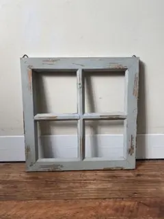 アンティーク風 木製 ウインドウフレーム グリーン 35cm角