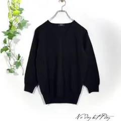 オールドユニクロ Vネック ニット セーター(L)ウール100% 黒 七分袖