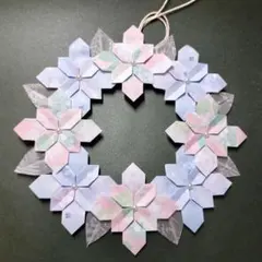 折り紙　紫陽花　アジサイ　リースのサムネイル