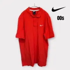 00s NIKE ポロシャツ 刺繍ロゴ スウォッシュ 赤 XL