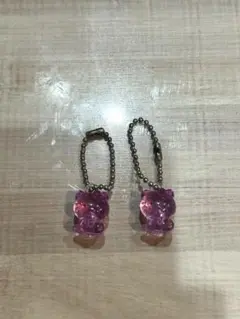 キティちゃん　紫色　アクリルクマキーホルダー2個セット