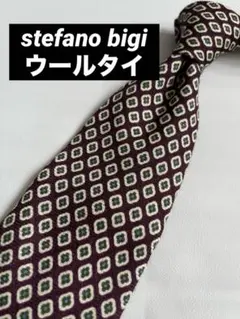Stefano bigi ウールタイバーガンディネクタイ