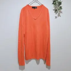 【RUBIK】鮮やかVネックセーター Mサイズ 春秋冬 オレンジ Vネック長袖
