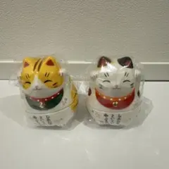 405 薬師窯　招き猫　トラ猫　三毛猫　2体セット