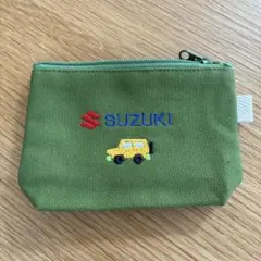 ハンドメイド オリジナルシュナウザー刺繍ポーチ オリーブグリーン