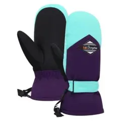 A03003　スキーグローブ 子供 キッズ 紫×ブルー　M