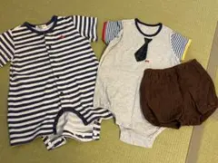 ロンパースセット（くまチェックネクタイ）