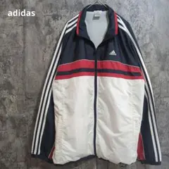 adidas　アディダス　万国旗タグ ナイロンジャケット　ネイビー　白