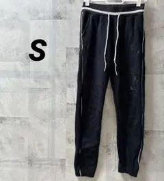 ブラック ジョガーパンツ スリムフィット 【S】 海外古着 ダメージ 裏起毛