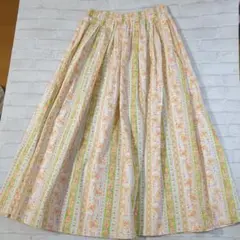 フレアロングスカート オレンジ 緑