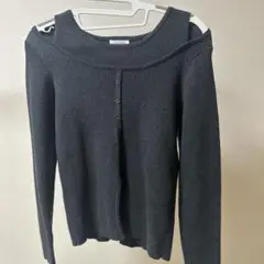 LEPSIM ダークグレー オフショルダー カーディガン