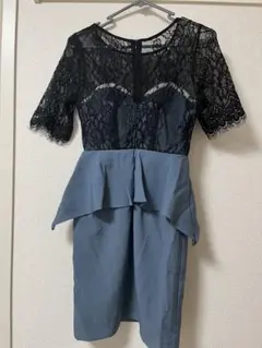 レースペプラムナイトドレス 黒と青