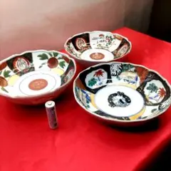 皿■飛流直下三千尺疑是銀河落九天（李白）膾皿 なます皿 6枚 山水時代物 骨董■ 皿□飛流直下三千尺疑是銀河落九天（李白）膾皿