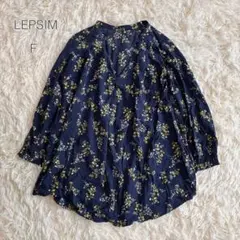 レプシィム 花柄ブラウス スキッパーネック シャツ ネイビー F