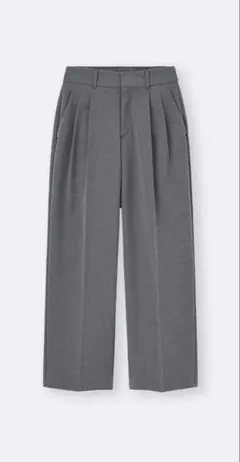 GU タックワイドパンツ グレー プリーツ入り メンズ レディース