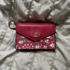 COACH 花柄カードケース 赤