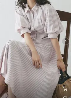 LaboutiqueBonBon ストライプ フレア シャツ ワンピース 38 - メルカリ