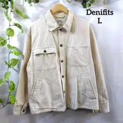 デニフィッツ メンズ長袖シャツ(L)コットン ネルシャツ ノーマルカラー