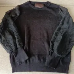 FRENCH PAVÉ ブラックニットトップス