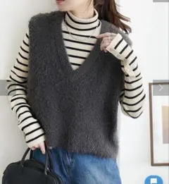 前後2WAYフェザーヤーンショート丈ベスト ディスコート DISCOAT