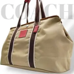 良品　コーチ　A4　ハンプトンズ　ウィークエンド　トートバッグ　肩掛け　ベージュ