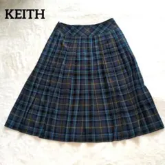 KEITH ネイビー チェック プリーツスカート ひざ丈 制服 人気 38