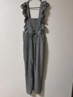 ems excite チェックフリルサロペット