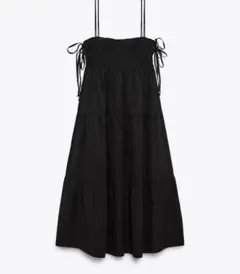 めるか様専用 ZARA キャミワンピ ポプリン ティアード リボン ロングワンピ