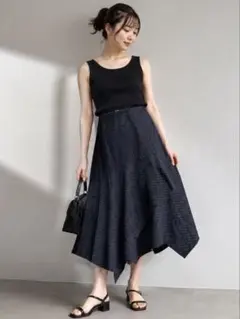 【新品】センソユニコ ストライプ アシメ フレアスカート　刺繍　アシメントリーのサムネイル