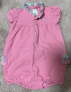 (12M)Ralph Laurenピンクのロンパース・帽子セット