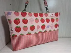 吊り下げボックスティッシュカバー　いちごミルク　ヒッコリーデニムツートン