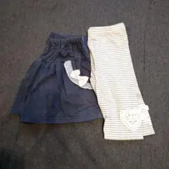 120cm リボンのハーフパンツとレギンスセット