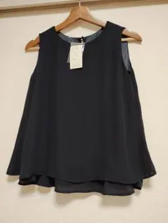 ニッセン タグ付き新品 WOMEN 濃紺ノースリーブブラウス 裏地あり S～Ｍ
