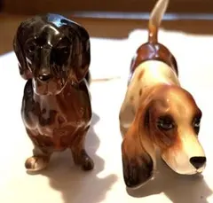 犬　ビーグル　ミニチュアダックス　陶器　置物　犬　オブジェ　ドイツ　ヴィンテージ 犬 ビーグル ミニチュアダックス 陶器 置物 犬 オブジェ ドイツ