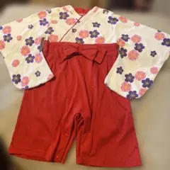 着物風デザインの花柄ロンパース（サイズ80）