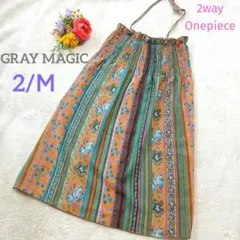 【GRAY MAGIC】花柄 ストライプ キャミワンピース　エスニック　Мのサムネイル