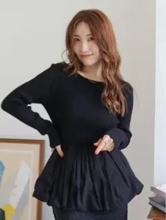 ungridブラック バルーンデザインオープンバックニット