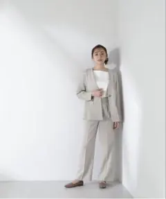 週末値下げ◯シャークスキンノーブル SETUP ノーカラージャケット、パンツ