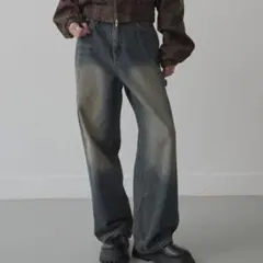 UNEMANSION ビンテージウォッシング　ストレートデニムパンツ　BLUE
