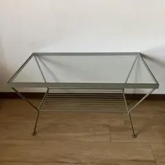 unico ビンテージ加工 ローテーブル ガラス天板