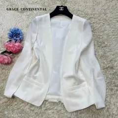 【美品】グレースコンチネンタル　スリットスリーブ　ノーカラージャケット　S相当のサムネイル