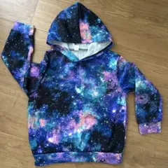 美品★宇宙柄フード付きパーカー