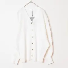 M リブ ドルマン ニットカーディガン 長袖 レディース きれいめ/ホワイト