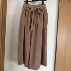 レディース パンツ ガウチョパンツ ゆったり ブラウン