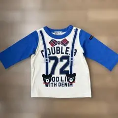 新品 DOUBLE.B 長袖ロンT 70だまし絵 ミキハウス 肩スナップ 男の子