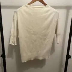 【セットアップ】【パンツセットアップ】パール付きイエロートップス＆ワイドパンツ