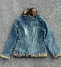 archive fur grunge denim jacket y2k